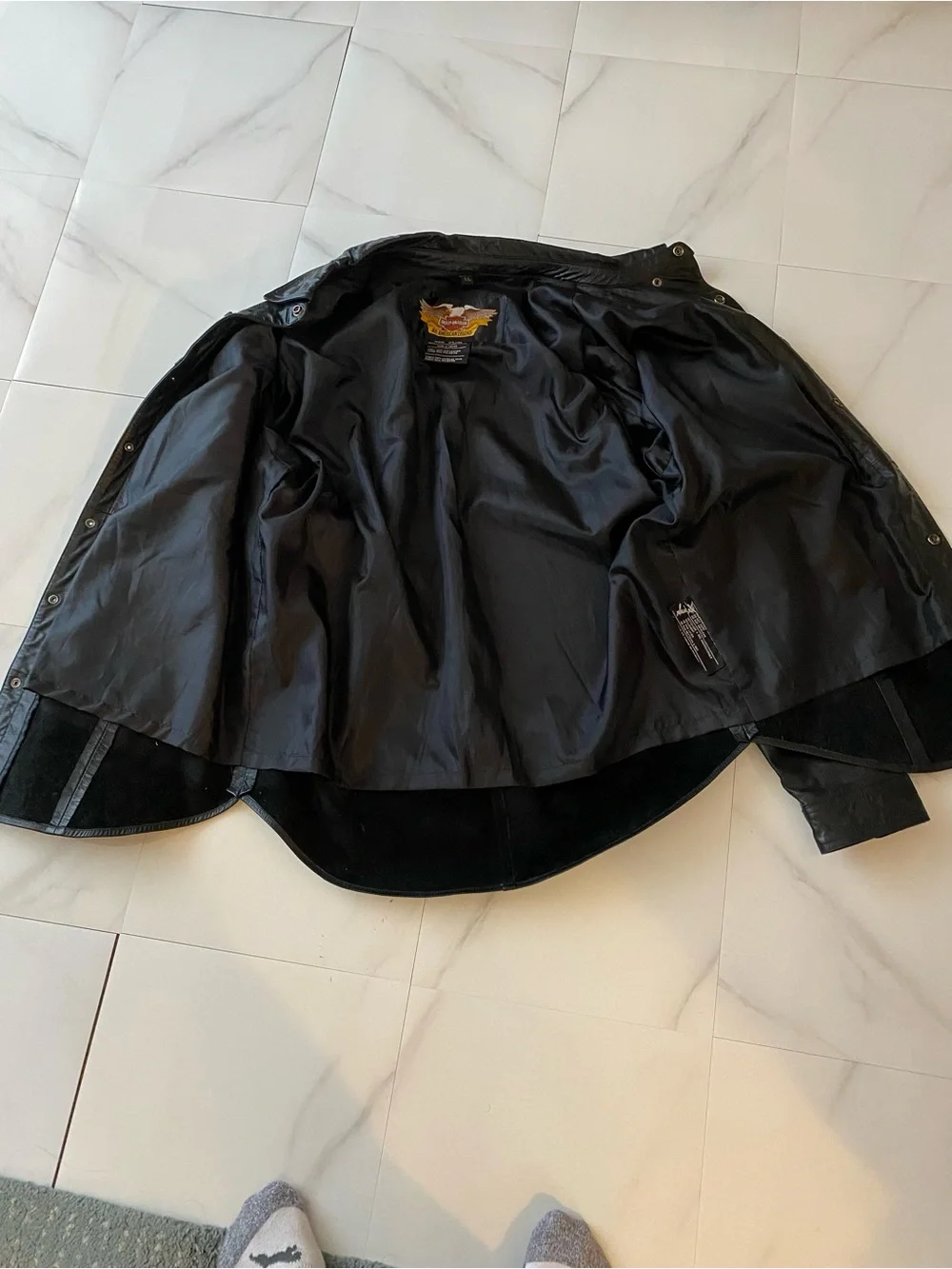 Vintage 2003 Harley Davidson Mens Black Leather Button-Up Jacket - Picture 6 of 7